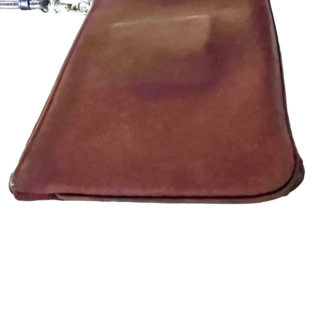 VINTAGE COACH Clutch Bag Y2K Red Leather Clutch Brown Trim Wristlet 744-23